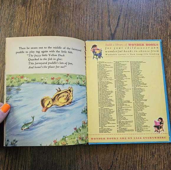 THE BRAVE LITTLE DUCK Vintage 1953 Wonder Books Fleur Conkling Yellow Duck - Picture 4 of 6
